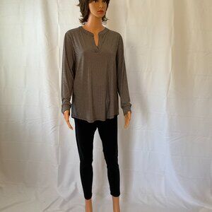 Ann Klein Polka Dot Split V-Neck Blouse / Size M / Classic
